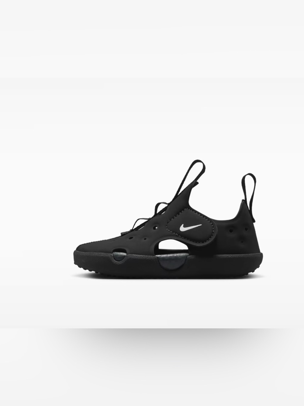 Nike Kids Black Hook-and-Loop Slide Sandal with White Swoosh